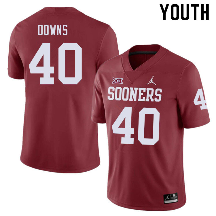 Youth #40 Ethan Downs Oklahoma Sooners College Football Jerseys Sale-Crimson - Click Image to Close